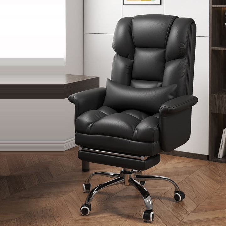 Modern Minimalist PU Leather Iron Rectangular Square Desk Chair Backrest Armrest Footrest For Home Office