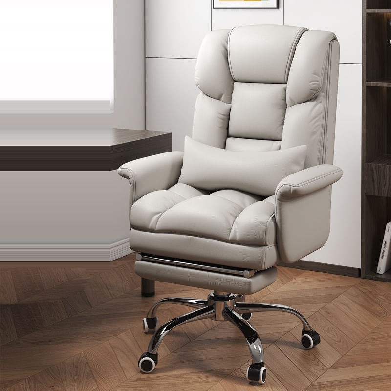 Chaise de bureau moderne minimaliste en cuir PU métal rectangulaire carrée avec dossier, accoudoirs et repose-pieds pour la maison et le bureau 