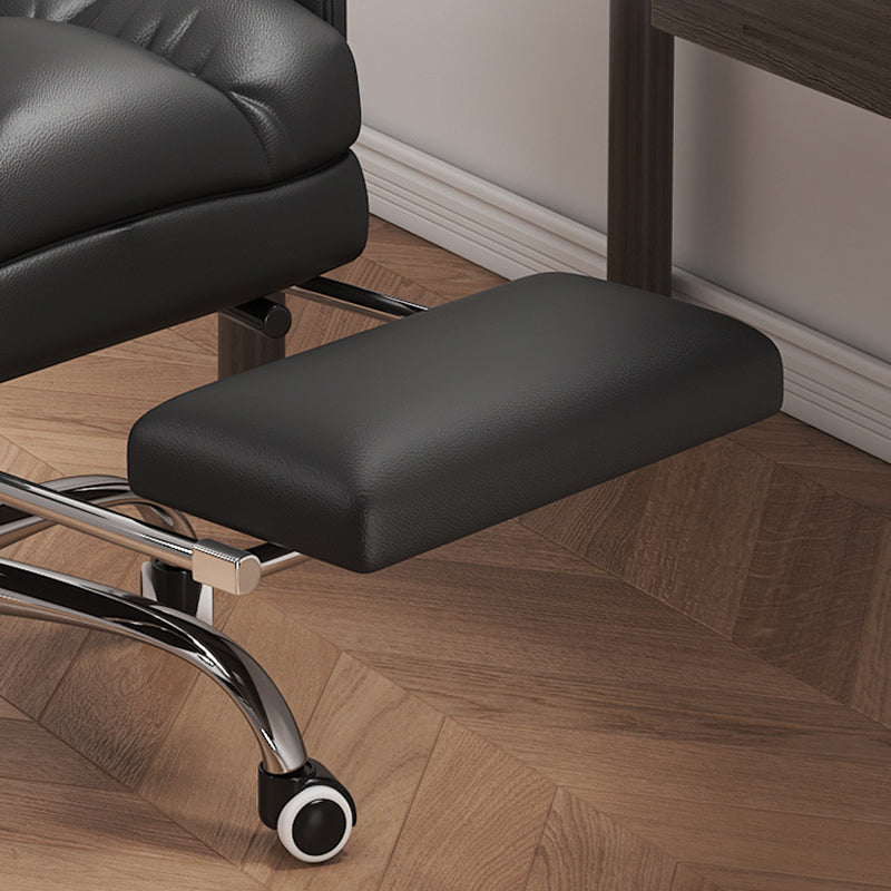 Chaise de bureau moderne minimaliste en cuir PU métal rectangulaire carrée avec dossier, accoudoirs et repose-pieds pour la maison et le bureau 