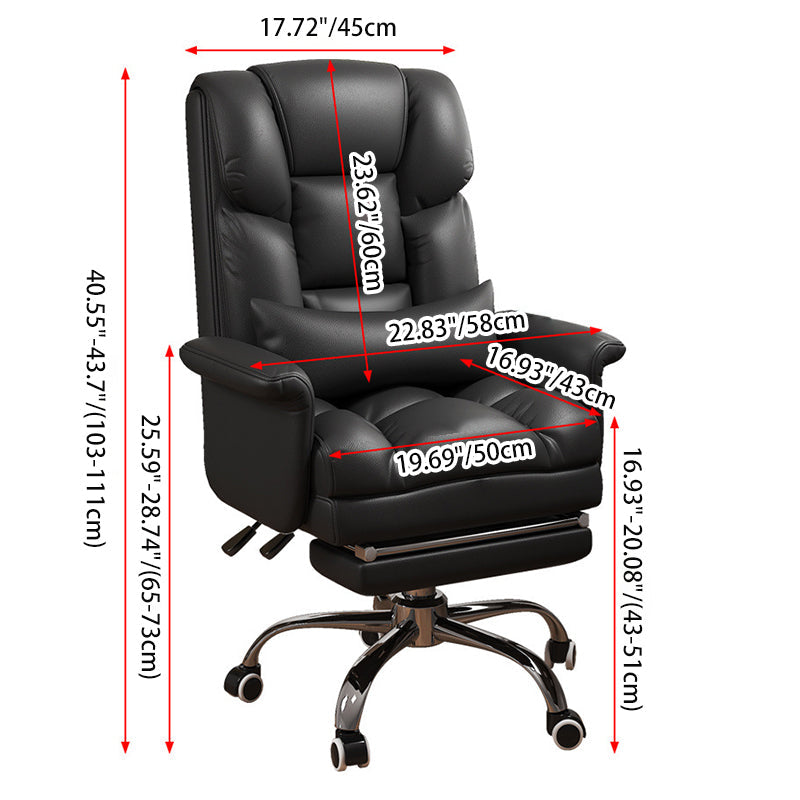 Chaise de bureau moderne minimaliste en cuir PU métal rectangulaire carrée avec dossier, accoudoirs et repose-pieds pour la maison et le bureau 