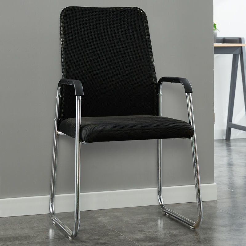 Chaise de bureau rectangulaire en tissu minimaliste moderne avec dossier et accoudoirs pour la maison 