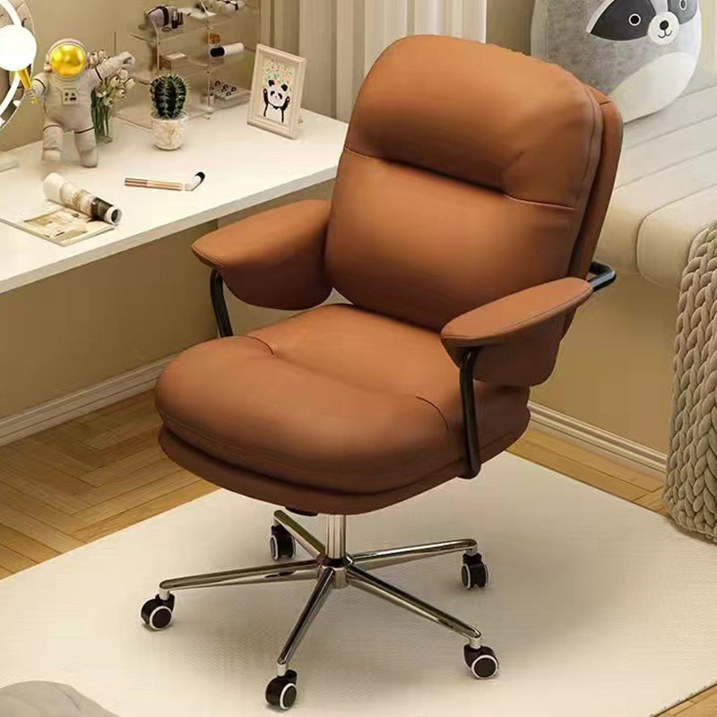 Chaise de bureau carrée en cuir minimaliste moderne en nylon et acier avec dossier et accoudoirs pour la maison 