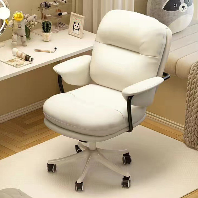 Chaise de bureau carrée en cuir minimaliste moderne en nylon et acier avec dossier et accoudoirs pour la maison 