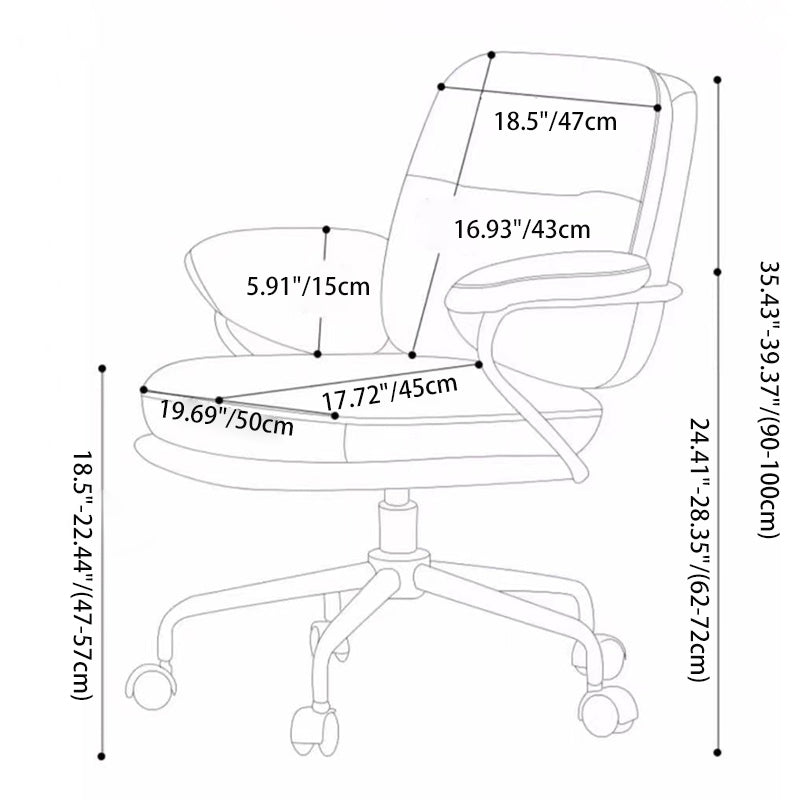 Chaise de bureau carrée en cuir minimaliste moderne en nylon et acier avec dossier et accoudoirs pour la maison 