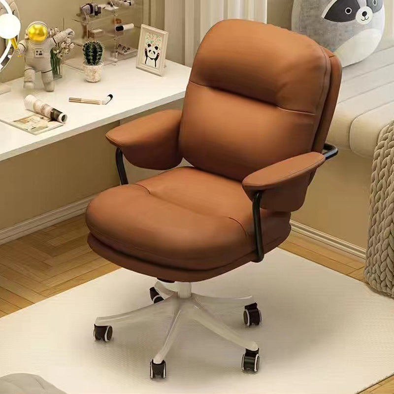 Chaise de bureau carrée en cuir minimaliste moderne en nylon et acier avec dossier et accoudoirs pour la maison 