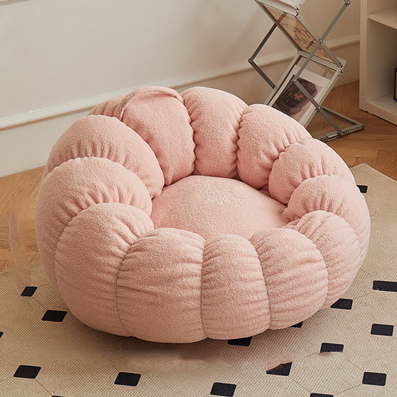 Contemporary Scandinavian Orb Cylinder Sherpa Fabric Accent Chair Backrest Armrest Footrest For Living Room