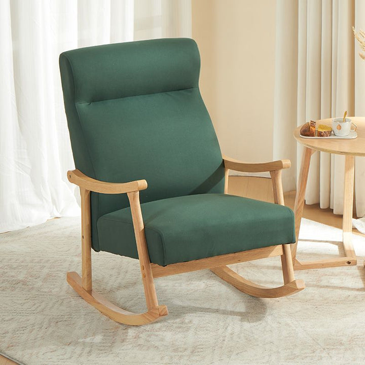 Contemporary Scandinavian Cotton Linen Rubberwood Rectangular Square Curved Recliner Backrest Armrest Footrest For Living Room