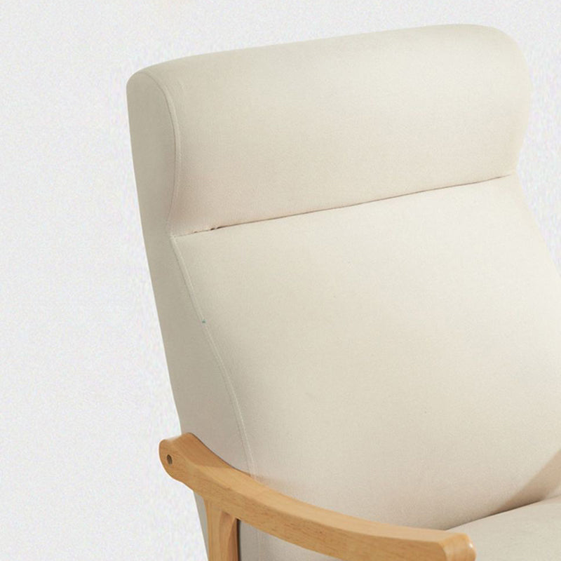 Contemporary Scandinavian Cotton Linen Rubberwood Rectangular Square Curved Recliner Backrest Armrest Footrest For Living Room