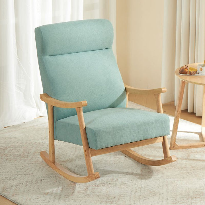 Contemporary Scandinavian Cotton Linen Rubberwood Rectangular Square Curved Recliner Backrest Armrest Footrest For Living Room