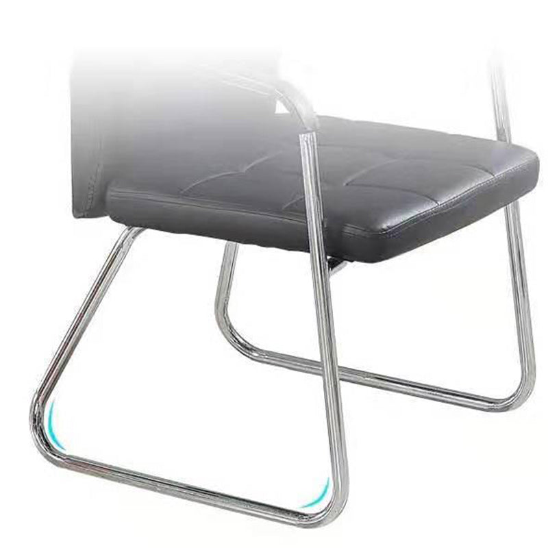 Moderner minimalistischer Schreibtischstuhl aus Kunstleder und Stahl, rechteckig/quadratisch, mit Rückenlehne und Armlehnen, für Homeoffice 