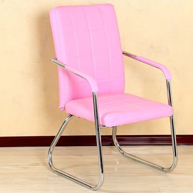 Moderner minimalistischer Schreibtischstuhl aus Kunstleder und Stahl, rechteckig/quadratisch, mit Rückenlehne und Armlehnen, für Homeoffice 