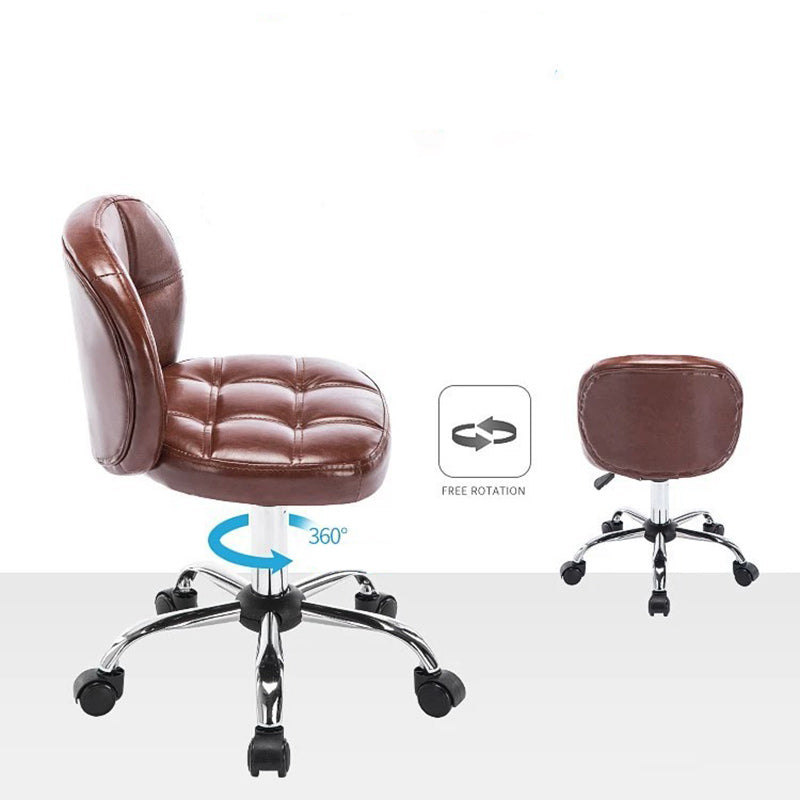 Contemporain scandinave faux cuir huilé-ciré métal carré ovale rond mini dossier de chaise de bureau pour la maison et le bureau 