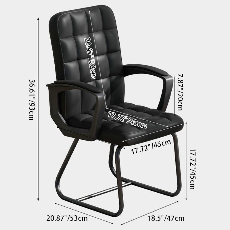 Moderner minimalistischer Schreibtischstuhl mit Kunstleder, Leinenoptik-Stoff, Stahl, quadratischer rechteckiger Karomusterung, Rückenlehne und Armlehnen für Heim- und Bürogebrauch 