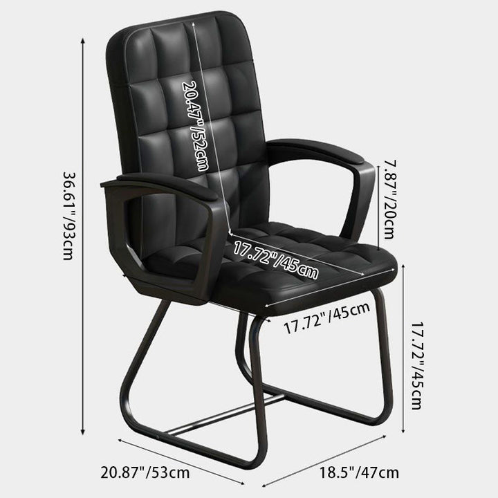 Moderner minimalistischer Schreibtischstuhl mit Kunstleder, Leinenoptik-Stoff, Stahl, quadratischer rechteckiger Karomusterung, Rückenlehne und Armlehnen für Heim- und Bürogebrauch 