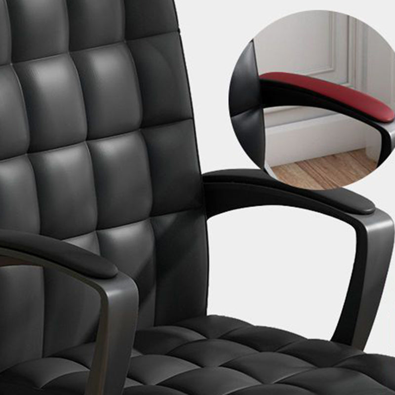 Moderner minimalistischer Schreibtischstuhl mit Kunstleder, Leinenoptik-Stoff, Stahl, quadratischer rechteckiger Karomusterung, Rückenlehne und Armlehnen für Heim- und Bürogebrauch 