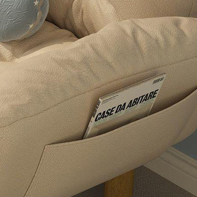 Canapé contemporain en tissu scandinave, bois massif, rectangle, treillis, pieds cylindriques, dossier, accoudoir pour salon 