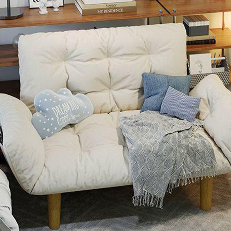 Canapé contemporain en tissu scandinave, bois massif, rectangle, treillis, pieds cylindriques, dossier, accoudoir pour salon 