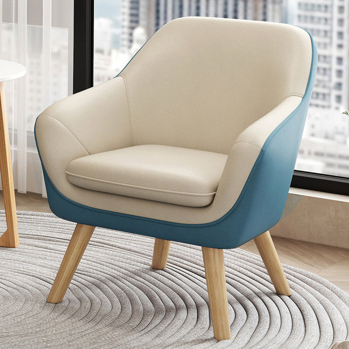 Chaise d'appoint rectangulaire en tissu minimaliste moderne avec dossier et accoudoirs en bois massif pour salon 