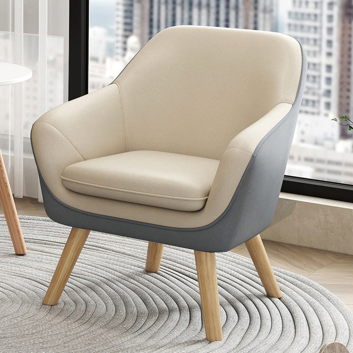 Chaise d'appoint rectangulaire en tissu minimaliste moderne avec dossier et accoudoirs en bois massif pour salon 