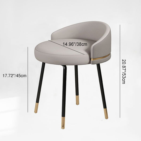 Contemporary Nordic Round Houndstooth Faux Leather Fabric Splicing Vanity Stool Low Back For Bedroom