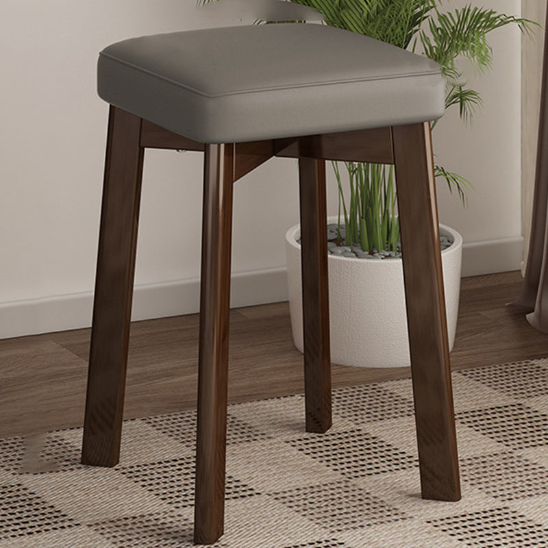 Traditional Chinese Square Fabric Upholstered Rubberwood Legs Dining Chair Backless For Dining Room