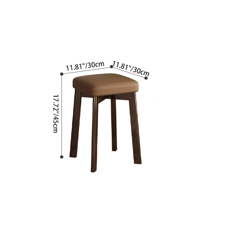 Traditional Chinese Square Fabric Upholstered Rubberwood Legs Dining Chair Backless For Dining Room