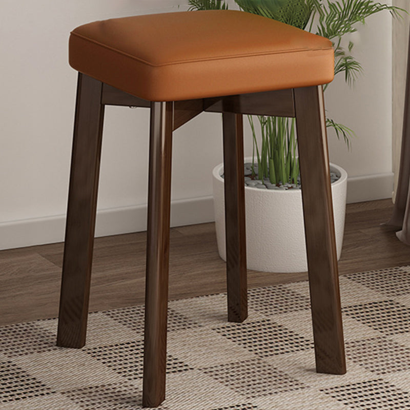 Traditional Chinese Square Fabric Upholstered Rubberwood Legs Dining Chair Backless For Dining Room
