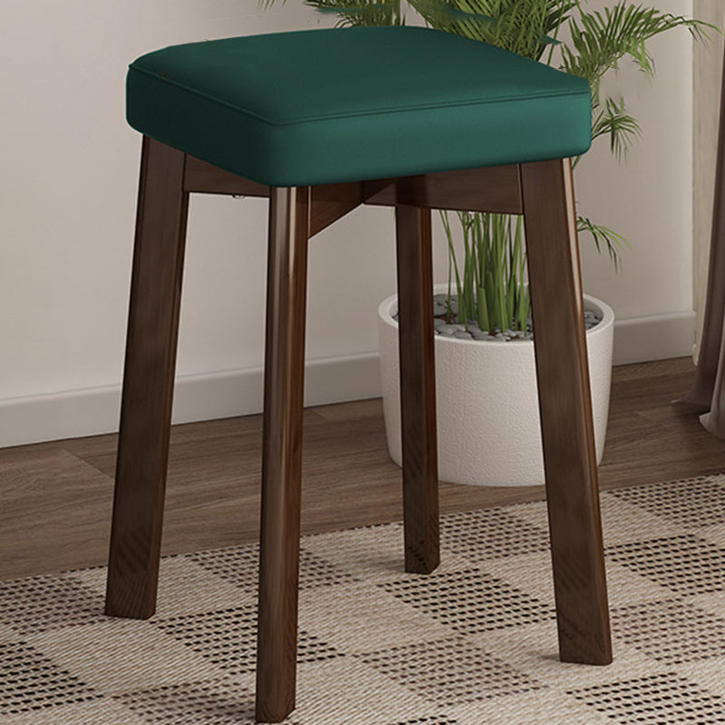 Traditional Chinese Square Fabric Upholstered Rubberwood Legs Dining Chair Backless For Dining Room
