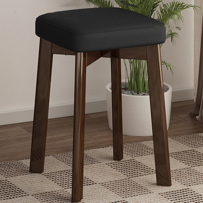 Traditional Chinese Square Fabric Upholstered Rubberwood Legs Dining Chair Backless For Dining Room