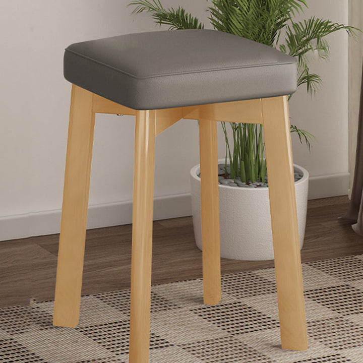 Traditional Chinese Square Fabric Upholstered Rubberwood Legs Dining Chair Backless For Dining Room