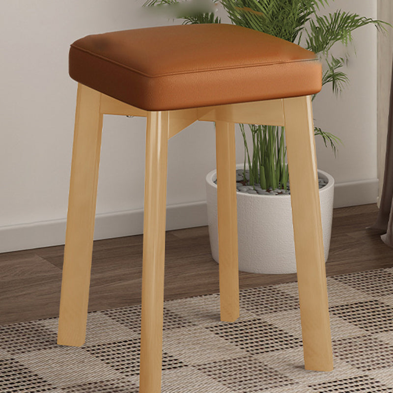 Traditional Chinese Square Fabric Upholstered Rubberwood Legs Dining Chair Backless For Dining Room