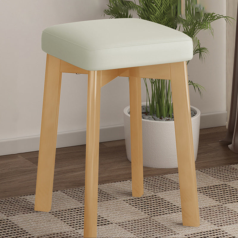 Traditional Chinese Square Fabric Upholstered Rubberwood Legs Dining Chair Backless For Dining Room