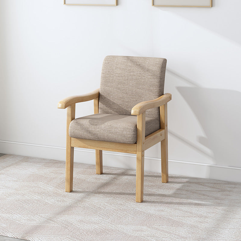 Chaise de salle à manger avec dossier et accoudoirs en tissu vintage traditionnel avec cadre en bois pour salle à manger 