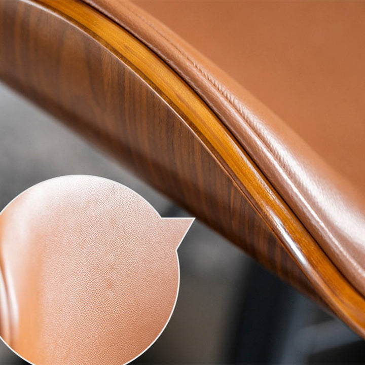 Tabouret de bar réglable en hauteur avec dossier et repose-pieds en cuir courbé et bois de simplicité moderne pour salle à manger 