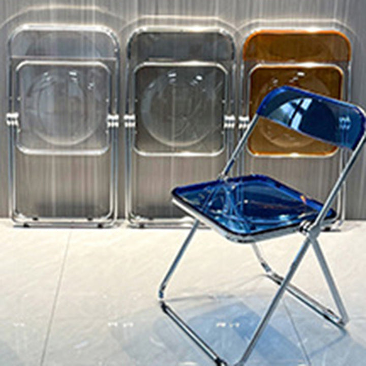 Zeitgenössischer skandinavischer quadratischer Acryl klappbarer Esszimmerstuhl mit Rückenlehne für das Esszimmer 