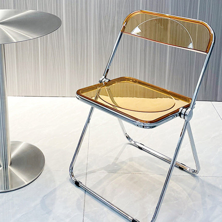 Zeitgenössischer skandinavischer quadratischer Acryl klappbarer Esszimmerstuhl mit Rückenlehne für das Esszimmer 