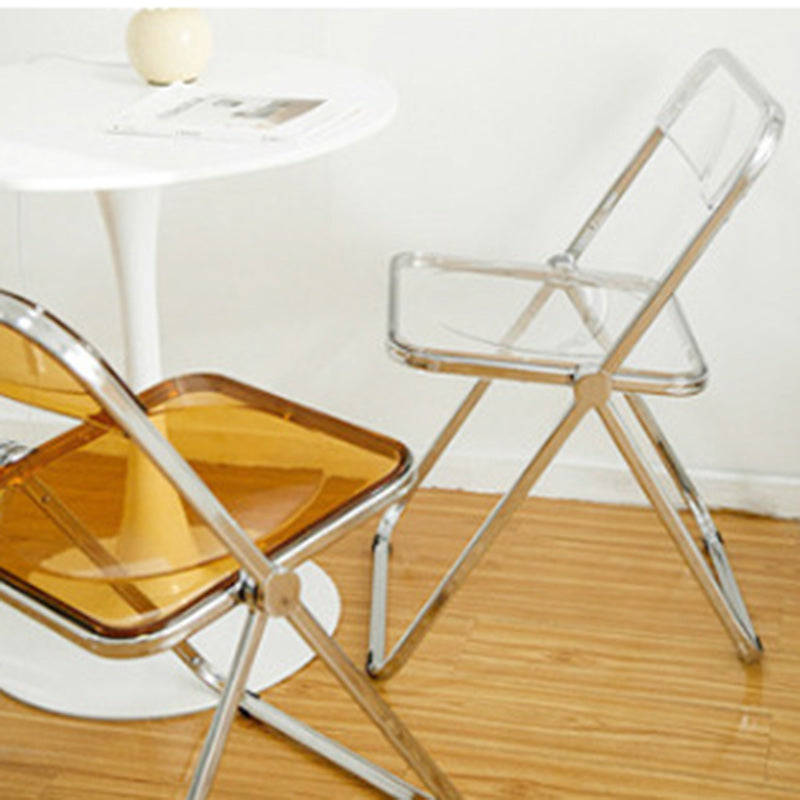 Zeitgenössischer skandinavischer quadratischer Acryl klappbarer Esszimmerstuhl mit Rückenlehne für das Esszimmer 