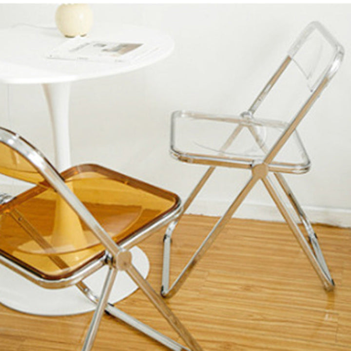 Zeitgenössischer skandinavischer quadratischer Acryl klappbarer Esszimmerstuhl mit Rückenlehne für das Esszimmer 