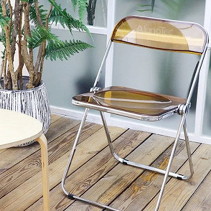Zeitgenössischer skandinavischer quadratischer Acryl klappbarer Esszimmerstuhl mit Rückenlehne für das Esszimmer 