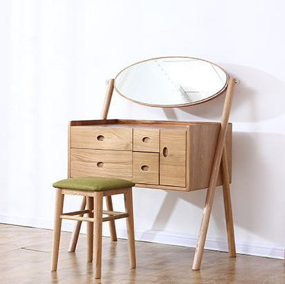 Moderner minimalistischer quadratischer Hocker aus Eichenholz mit Stoffbezug als Fußhocker für das Wohnzimmer 