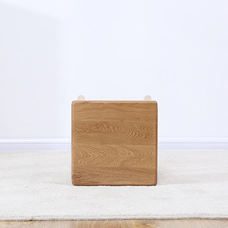 Moderner minimalistischer quadratischer Hocker aus Eichenholz mit Stoffbezug als Fußhocker für das Wohnzimmer 