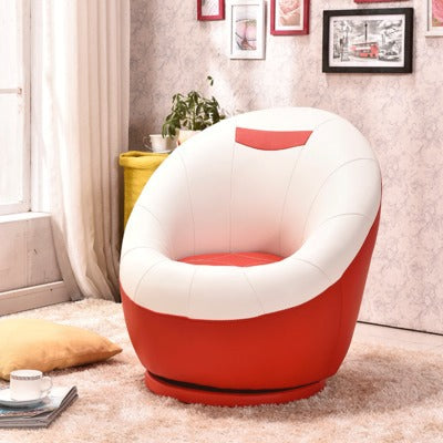 Contemporary Scandinavian Oval Chinese Fir Panel PU Leather Upholstered Swivel Accent Chair Backrest For Living Room