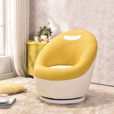 Contemporary Scandinavian Oval Chinese Fir Panel PU Leather Upholstered Swivel Accent Chair Backrest For Living Room