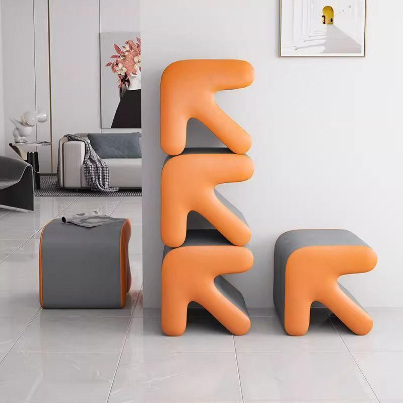 Contemporary Creative Arrow Design Leather Upholstered Portable Footstool For Living Room