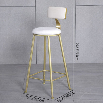 モダンミニマリストラウンドベルベットメタルレッグバースツール低背フットレストダイニングルーム用 