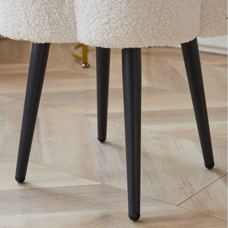 Contemporary Creative Cloud Shape Lambswool Carbon Steel Frame Low Stool For Bedroom