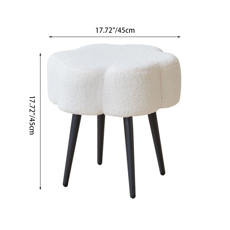 Contemporary Creative Cloud Shape Lambswool Carbon Steel Frame Low Stool For Bedroom