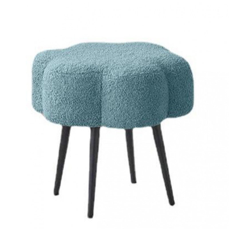 Contemporary Creative Cloud Shape Lambswool Carbon Steel Frame Low Stool For Bedroom