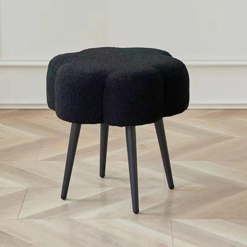 Contemporary Creative Cloud Shape Lambswool Carbon Steel Frame Low Stool For Bedroom