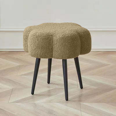 Contemporary Creative Cloud Shape Lambswool Carbon Steel Frame Low Stool For Bedroom